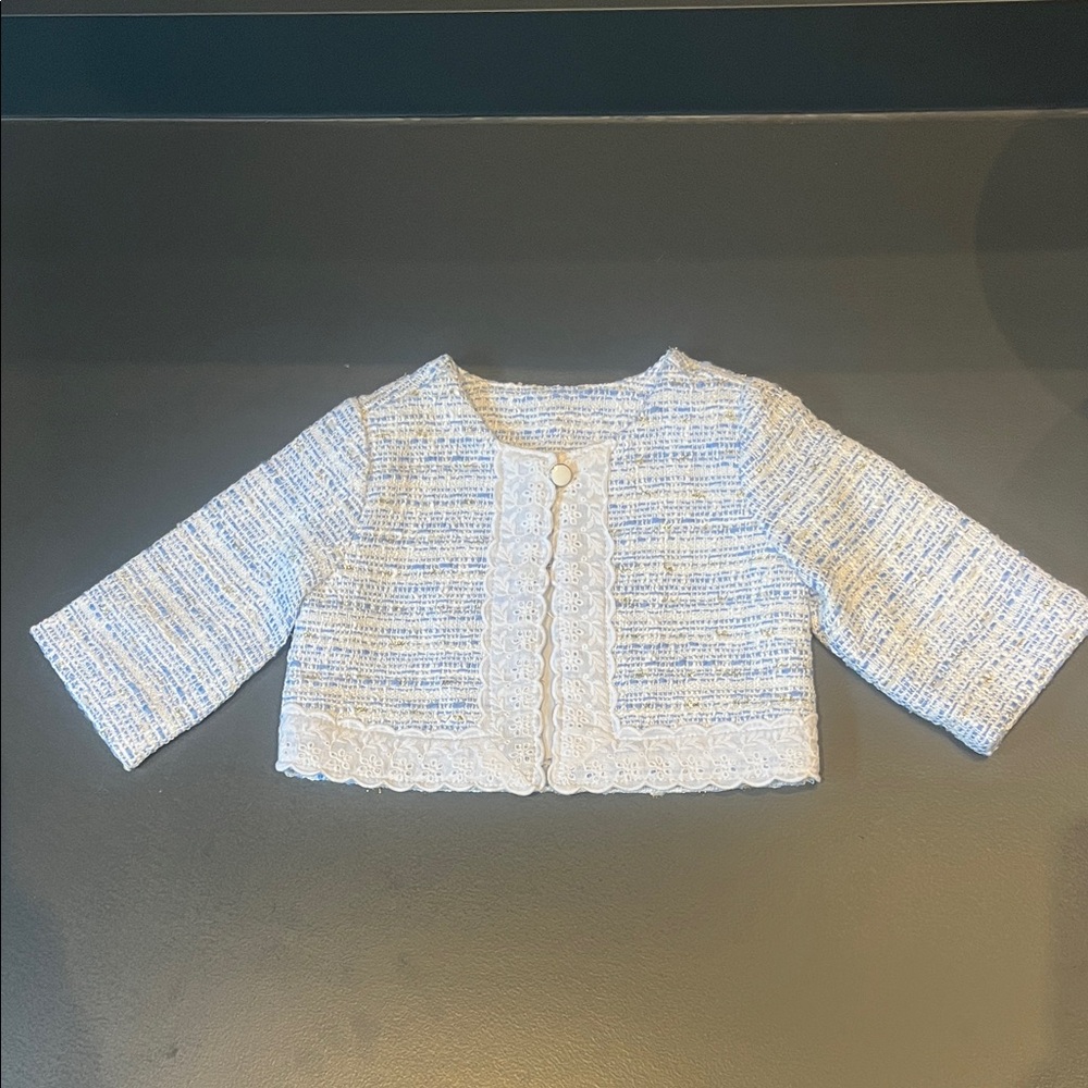 Janie and Jack Blue and White Textured Blazer Size 12-18 months